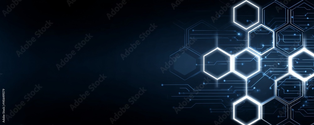 Poster the concept of a circuit board represents global communication technology through an abstract backgr