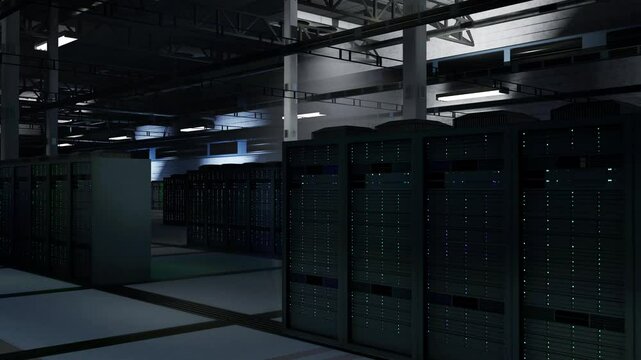 Data center providing infrastructure critical for real time data processing and network virtualization. Supercomputers archiving extensive data for machine learning, 3D rendering