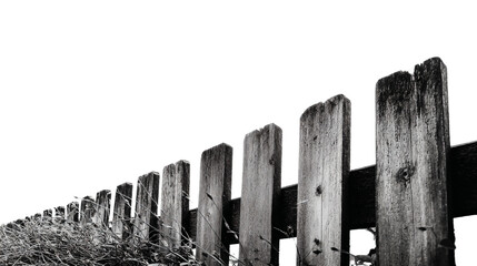 Obraz premium a black and white photo of a wooden fence