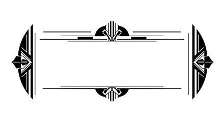 Art deco frame transparent PNG. Art deco black frame with bold geometric accents on white background

