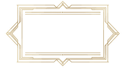 Art deco frame transparent PNG. Gold art deco frame with symmetrical arrows on white background

