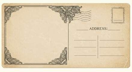 Vintage postcard background with decorative borders