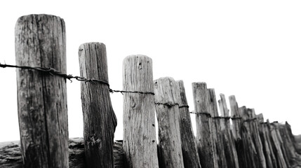 Naklejka premium a fence made of wood with a barbed wire