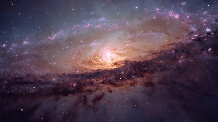 Fototapeta premium Vibrant galactic core with dust and starlight glow