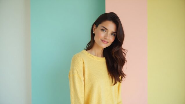 Warmies. Goodal Oversized sweater Sustainable fashion Hair glossing Pilates princess Hosting core Lemonade Dolls The Citizenry Yes z supply Young woman dark yellow indoor portrait calm exp