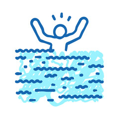 sink water man accident icon doodle illustration