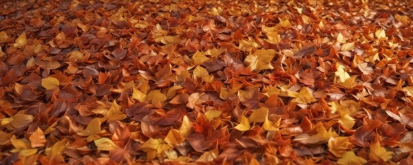Pile of glowing autumn leaves, ample clear area, still life, park, season