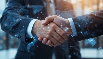 Business partnership formation corporate office digital contract signing modern workspace close-up view collaboration and trust in professional relationships