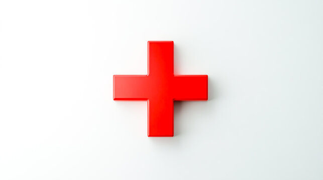 Red cross boldly placed on a clean white background for a striking visual effect