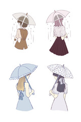 Illustration of a woman holding an umbrella