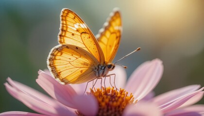Obraz premium Butterfly feeding on flower nature scene close-up photography vibrant environment macro viewpoint beauty of insects for seo impact