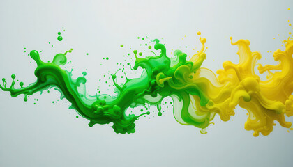 Obraz premium Liquid Art: Green and Yellow Colors in Motion.