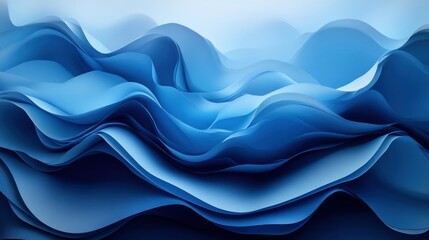 Fototapeta premium Abstract blue wavy landscape