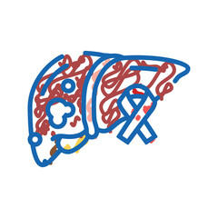 Fototapeta premium liver cancer icon doodle illustration