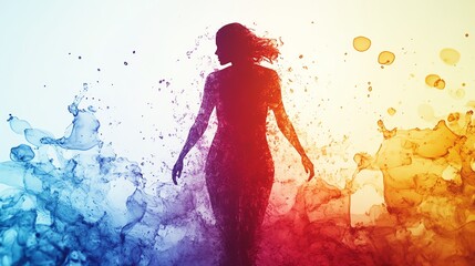 Obraz premium A vibrant splash of color beautifully blends to form a human silhouette, representing creativity and expression.