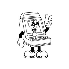 Retro character design from cute game console outline