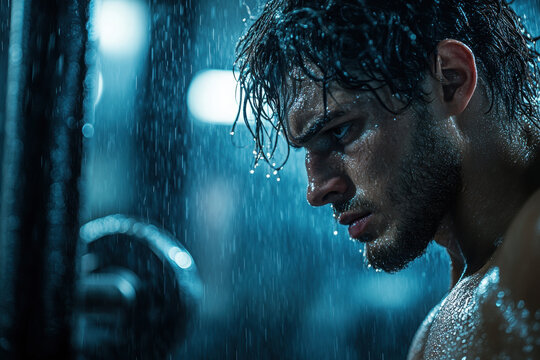 of person training alone in gym showcasing intense focus and effort