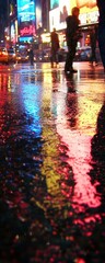 Obraz premium Rainy Night City Reflections