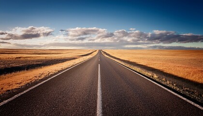 Naklejka premium an asflatted road leading to the horizon into the distance