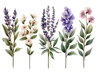 Naklejka premium Beautiful lavender and wildflower botanical arrangement for decor, cut out