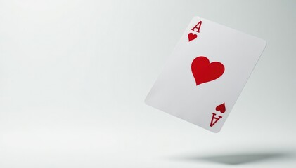 Obraz premium Close-up of a single playing card flipping mid-air against a white backdrop , card, isolated
