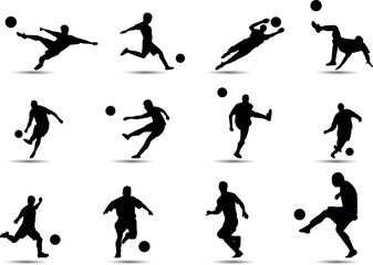 set of  soccer sport silhouettes