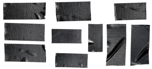 Black Adhesive Duct Tape Strips Set Illustration for Repair and DIY Projects