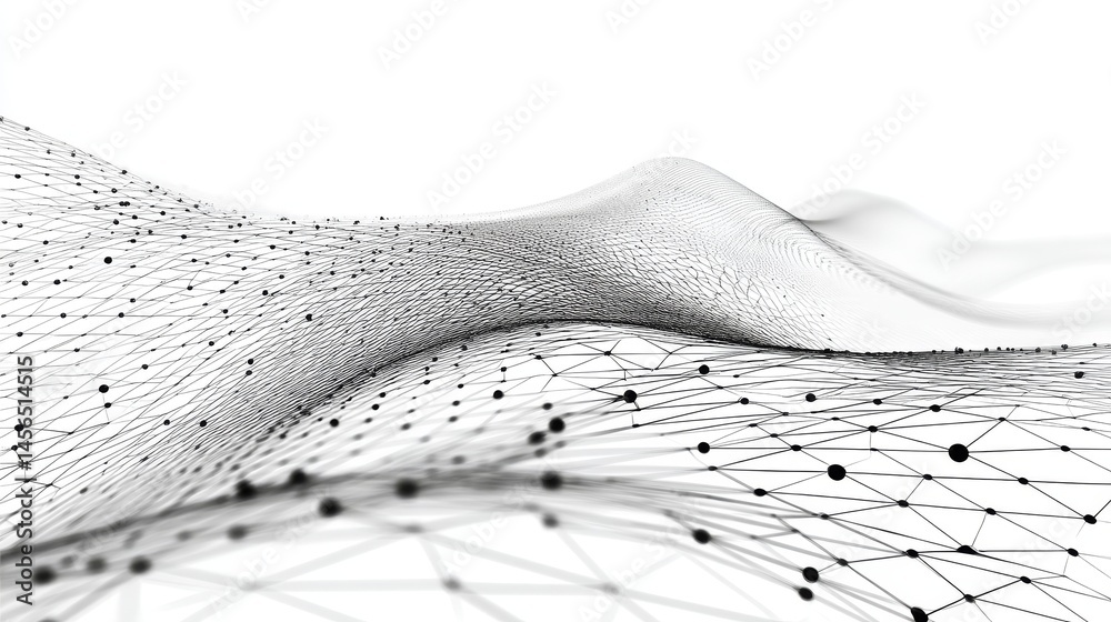 Poster a futuristic white hexagon background featuring a honeycomb concept with a wave of particles in a 3d