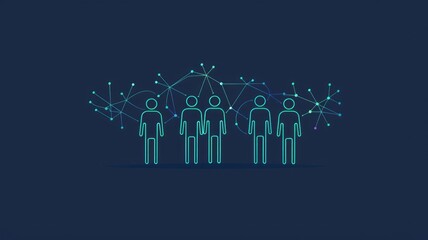 Human avatar gathering as group representation unity of people. Minimal style icons in digital form symbolized connection of network in community or teamwork of business team in organization. AIG53.