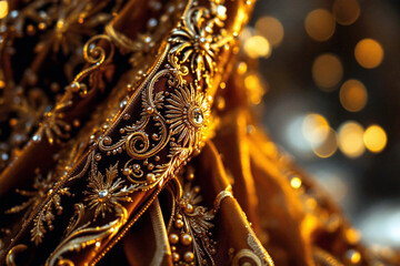 Golden Christmas Ornament with Glitter Lights