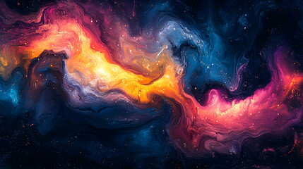 Fototapeta premium Colorful swirling abstract cosmic nebula design.