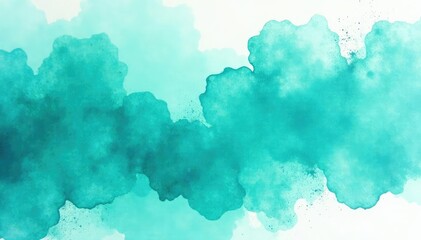 Obraz premium Geometric teal watercolor wash, endlessly repeating, kaleidoscope, fluid, energetic