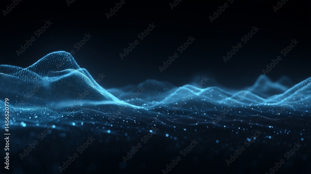 Poster a dynamic wave amidst dots and lines forms a futuristic background that embodies big data, achieved 