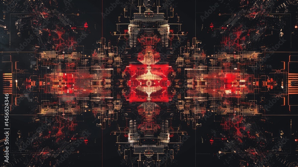 Poster explore a striking abstract representation of data visualization influenced by artificial intelligen