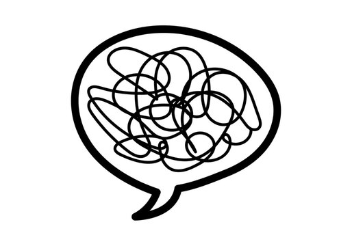 recommend clip art: Icono negro de bocadillo con garabato representando confusión