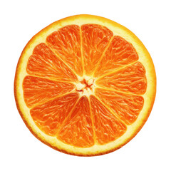 Vibrant Orange Slice on Black Background on a white background.