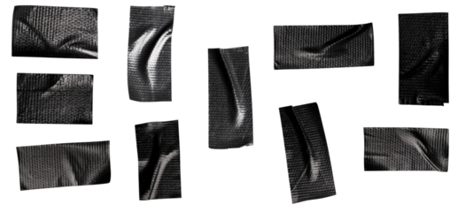 Black Duct Tape Strips Set Illustration for Repair, Craft, and Design Use