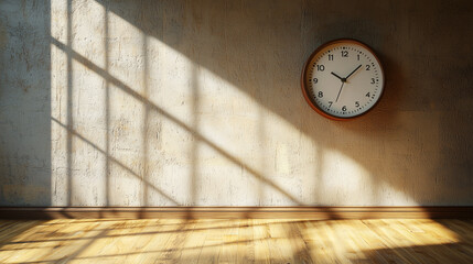 Modern wall clock, long shadow