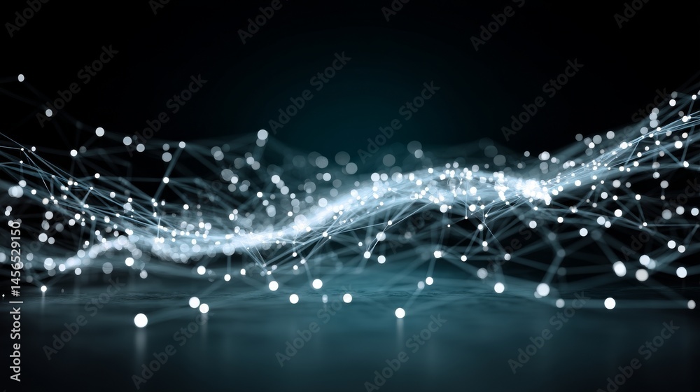 Poster wave pattern featuring intertwined dots and lines, symbolizing network connection architecture, set 
