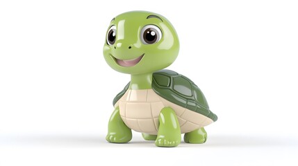 Fototapeta premium Cute, cartoonish turtle toy in a bright, cheerful pose.