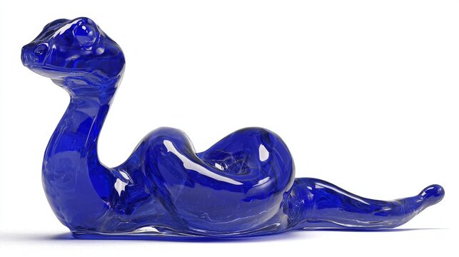 A glass snake and blue abstract form merge in a surreal 3D illustration that creates an illusory effect