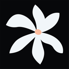 White flower head vector illustration, white flower clip art, clip art flower, isolated on black background