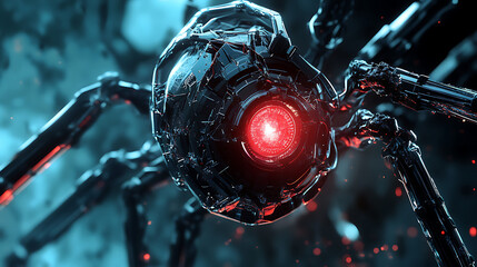 Fototapeta premium Biomechanical nanorobot reshaping virus form into new structure 