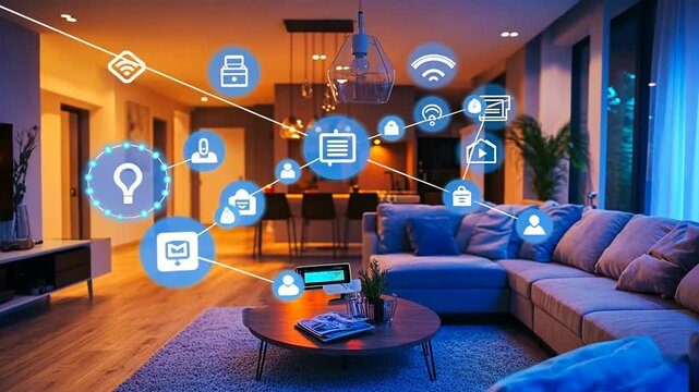 Smart home technology integrated into living room
