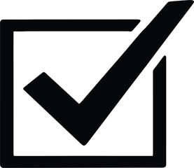 Red Check Mark in Black Square,Tick Symbol Inside Box,Approved Icon with Red Check and Black Outline,Confirmation Sign with Checkmark and Square Frame on White AI Generative