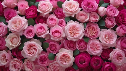 Naklejka premium Elegant floral background with soft pink and deep magenta rose buds. Ideal for romantic designs, wedding invitations, Valentine’s Day cards, and feminine branding projects