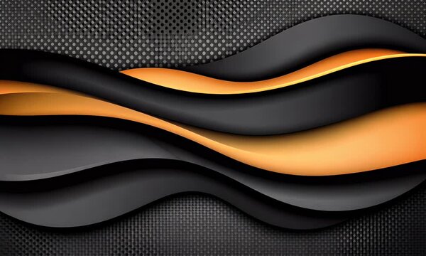Abstract Curvilinear Black and Orange Waves on Textured Background Creating a Modern Atmosphere Video Animation