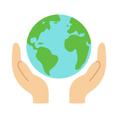A hand is holding a globe, symbolizing the importance of protecting the Earth. Concept of responsibility and care for the planet