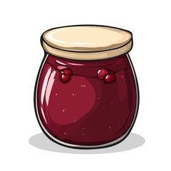 My Simple flat 2D illustration of a cranberry sauce jar isolated on a transparent background, EPS Format, vector, flat design, animation design, simple flat 2D