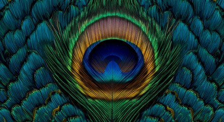 Obraz premium Peacock Feather Close-Up: A Symphony of Emerald, Sapphire, and Gold